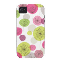 Niedlicher retro Baum-Blumen-Musterentwurf iPhone 4 Cover