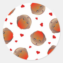 Niedlicher Robin und roter Herz-Entwurf Sticker