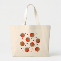 Niedlicher Robin und roter Herz-Entwurf Tasche