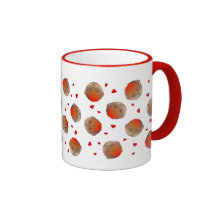 Niedlicher Robin und roter Herz-Entwurf Teetasse