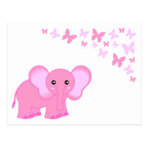 Niedlicher rosa Baby-Elefant und Schmetterlings-Po