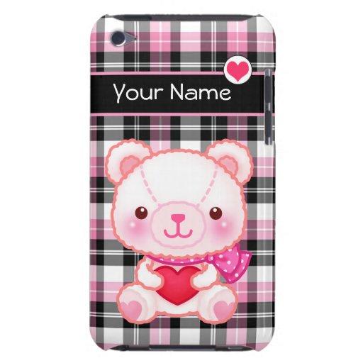 Niedlicher rosa Bär mit dem roten Herzen - persona Barely There iPod Cover