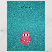 Niedlicher rosa Eulentürkis-Glitter Individuelle Flyer