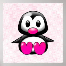 Niedlicher rosa Penguin Plakatdruck