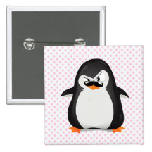 Niedlicher Schwarz-weißer Penguin und lustiger Sch Anstecknadelbuttons