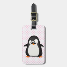 Niedlicher Schwarz-weißer Penguin und lustiger Sch Kofferanhängern