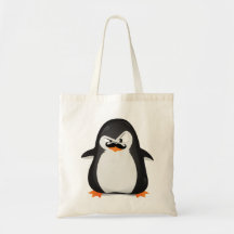 Niedlicher Schwarz-weißer Penguin und lustiger Sch Leinentasche
