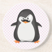 Niedlicher Schwarz-weißer Penguin und lustiger Sch Bierdeckel
