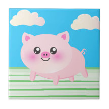 Niedlicher Schwein-Cartoon Keramikfliese