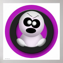 Niedlicher verärgerter Geist-lila Halloween-Plakat