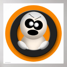 Niedlicher verärgerter Geist-orange Halloween-Plak