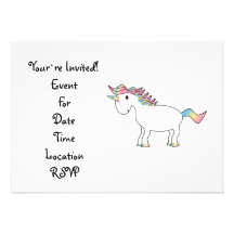 Niedlicher weißer Regenbogen Unicorn Personalisierte Ankündigungskarten