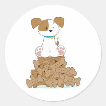 Niedlicher Welpe und Knochen Sticker