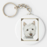 Niedlicher Westie Hund mit heftigen Papierkanten e Schlüsselband
