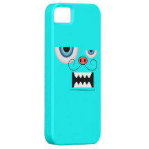 Niedliches Aqua-blauer Schnurrbart-MonsterEmoticon iPhone 5 Schutzhülle