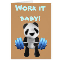 Niedliches Babypandabär powerlifter in 3d (editabl Karte