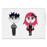 Niedliches Cartoon Goth Mädchen und Junge Karte