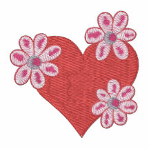 Niedliches Embroidred Valentine-Herz und Blumen