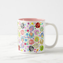 Niedliches Eulen- und Blumenmuster Kaffeetasse