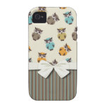 niedliches Eulenmuster und zusammenpassende Streif Case-Mate iPhone 4 Case