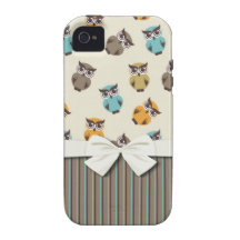 niedliches Eulenmuster und zusammenpassende Streif Case-Mate iPhone 4 Case