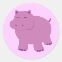 Niedliches Flusspferd Runder Sticker