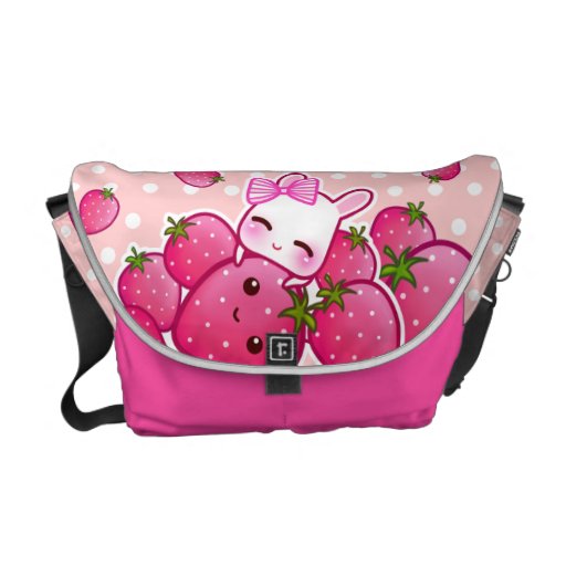 Niedliches Häschen mit kawaii Erdbeeren Kuriertaschen
