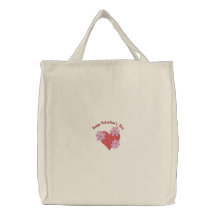 Niedliches Herz und Blumen Customizabl des Valenti Bestickte Einkaufstasche