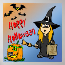 Niedliches Hexe-Plakat Halloweens