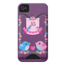 Niedliches iPhone 4 Fall Twitter-Vögel u. Monogram