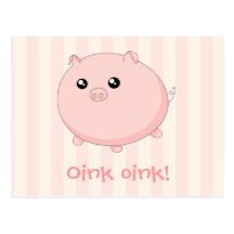Niedliches Kawaii chubby rosa Schwein Postkarte