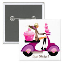 Niedliches Kuchen-Roller-Mädchen-Knopf-Rosa Button