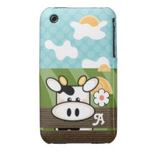 Niedliches Kuh iPhone 3 Case-Mate-Monogramm iPhone 3 Case-Mate Hülle