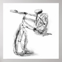 Niedliches künstlerisches Fahrrad-Zeichnen Poster