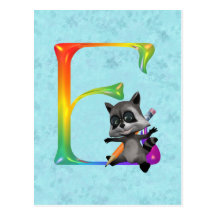 Niedliches Nerd Raccon Monogramm E Postkarten