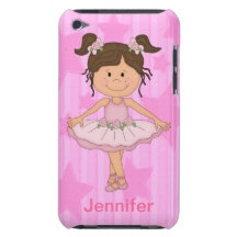 Niedliches rosa Ballett-Mädchen auf Sternenbanner iPod Case-Mate Hülle