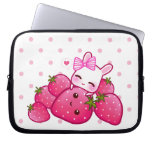 Niedliches rosa Häschen mit kawaii Erdbeeren Computer Schutzhüllen