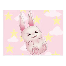 Niedliches rosa Kawaii Häschenkaninchen, das von d Postkarten