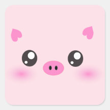Niedliches Schwein-Gesicht - kawaii Minimalismus Quadrataufkleber