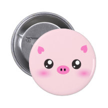 Niedliches Schwein-Gesicht - kawaii Minimalismus Anstecknadelbutton