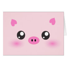 Niedliches Schwein-Gesicht - kawaii Minimalismus Grußkarte