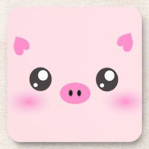 Niedliches Schwein-Gesicht - kawaii Minimalismus Drink Untersetzer