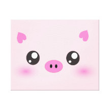Niedliches Schwein-Gesicht - kawaii Minimalismus Leinwand Druck