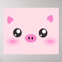 Niedliches Schwein-Gesicht - kawaii Minimalismus Plakatdrucke