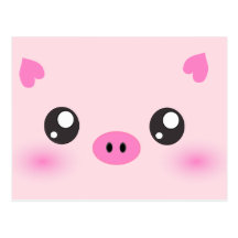 Niedliches Schwein-Gesicht - kawaii Minimalismus Postkarte