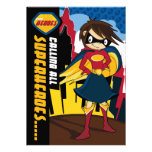 Niedliches Superhero-Mädchen-Party laden ein Individuelle Einladungskarten