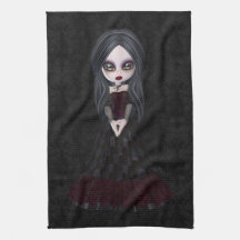 Niedliches u. Creepy Goth Mädchen-Schwarz-Küchen-T Handtücher