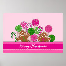 Niedliches Weihnachtslutscher-Lebkuchen-Plakat