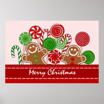 Niedliches Weihnachtslutscher-Lebkuchen-Plakat