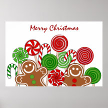 Niedliches Weihnachtslutscher-Lebkuchen-Plakat